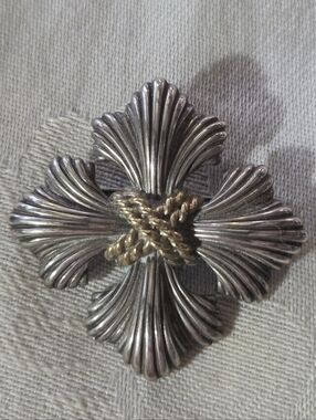 Vintage Celtic Maltese Cross Brooch, SS & 18k